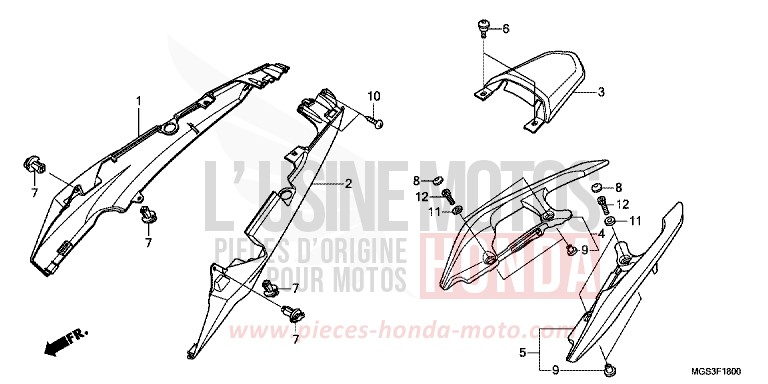 SEAT COWL for NC700X Dual Cluth ABS MAGNA RED (R201) from 2012